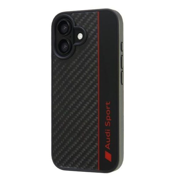 Audi AUS-TPUPCIP16-R8/D1-BK Carbon Fiber Stripe keménytok iPhone 16 - fekete