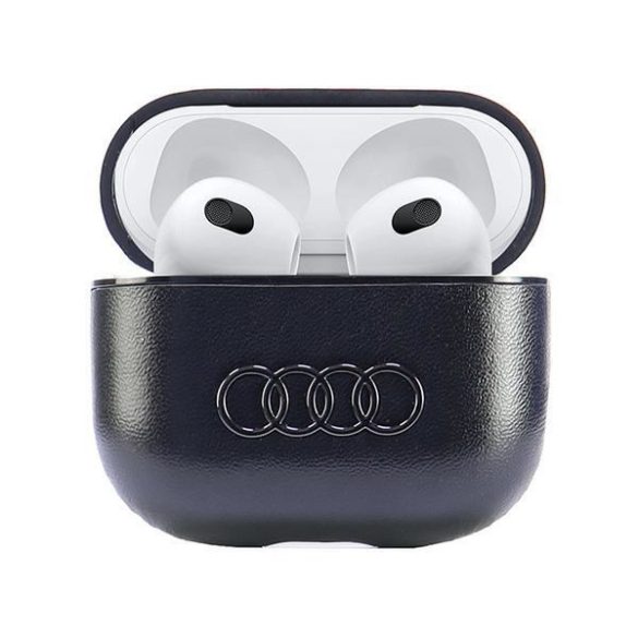 Audi AU-AP3-GT/D3-BK Leather Big Logo tok AirPods 3 - fekete