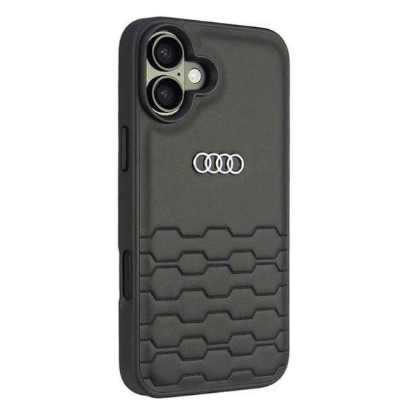 Audi AU-TPUPCIP16M-GT/D2-BK Synthetic Leather keménytok iPhone 16 Plus - fekete