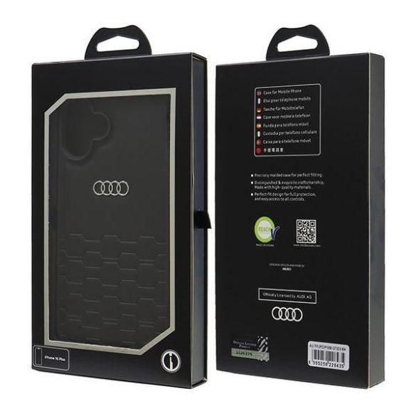 Audi AU-TPUPCIP16M-GT/D2-BK Synthetic Leather keménytok iPhone 16 Plus - fekete