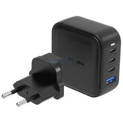   ENERGEA Travelite GAN100 hálózati töltő 1xUSB+3xUSB-C PD-PPS-QC 3.0 100W 3C1A US+EU - fekete