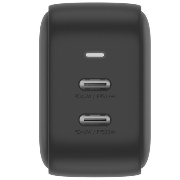 ENERGEA töltő 2xUSB-C PD-PPS 45W 2C fekete US+EU Travelite GAN45