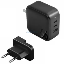   ENERGEA Travelite GAN66 hálózati töltő 1xUSB+2xUSB-C PD-PPS-QC 3.0 66W 2C1A US+EU - fekete