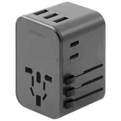   ENERGEA Wall Charger 3xUSB + 2xUSB-C PD-PPS-QC 3.0 35.5W 3A2C 4-in-1 Adapter US/AU/EU/UK Gunmetal Tr