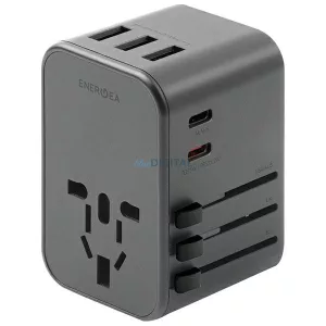 ENERGEA Wall Charger 3xUSB + 2xUSB-C PD-PPS-QC 3.0 35.5W 3A2C 4-in-1 Adapter US/AU/EU/UK Gunmetal Tr