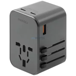   ENERGEA Wall Charger 1xUSB + 2xUSB-C PD-PPS-QC 3.0 65W 1A2C 4-in-1 Adapter US/AU/EU/UK Gunmetal Trav