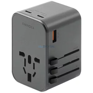 ENERGEA Wall Charger 1xUSB + 2xUSB-C PD-PPS-QC 3.0 65W 1A2C 4-in-1 Adapter US/AU/EU/UK Gunmetal Trav