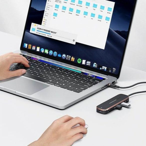 USAMS adapter HUB 2xUSB + USB-C + HDMI + Micro SD+SD fekete