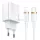 USAMS hálózati töltő 1xUSB-C T34 20 W 5 V-3APD3.0 + U63 USB-C–Lightning kábel 20 W, fehér (T49) T49