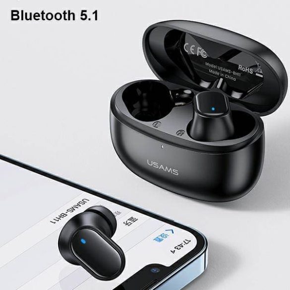 USAMS Bluetooth fülhallgató 5.1 TWS BH sorozat vezeték nélküli fehér BHUBH02