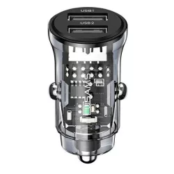   USAMS autós töltő C31 3A 2xUSB-A gyorstöltés fekete CC162CC01(US-CC162)