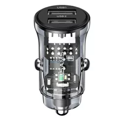   USAMS autós töltő C31 3A 2xUSB-A gyorstöltés fekete CC162CC01(US-CC162)