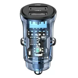   USAMS autós töltő C31 3A 2xUSB-A gyorstöltő kék CC162CC02 (US-CC162)