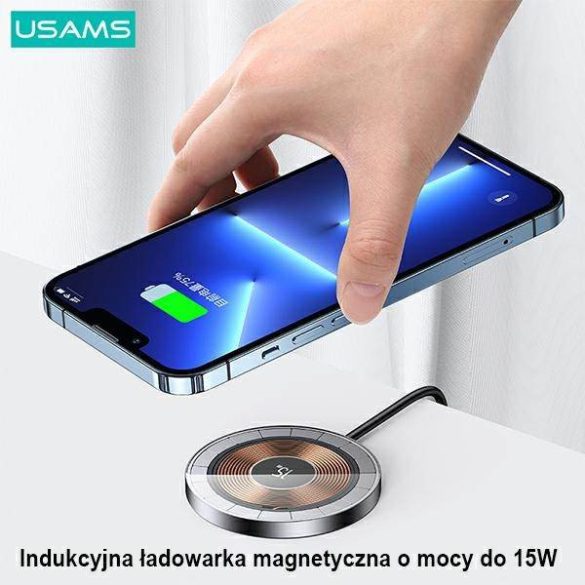 USAMS indukciós töltő US-CD183 mágneses 15W fekete CD183CDX01