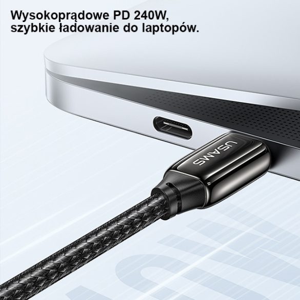 USAMS kábel fonott U82 USB-C na USB-C 1.2m 240W PD 3.1 Fast Charging fekete SJ580USB01 (US-SJ580)