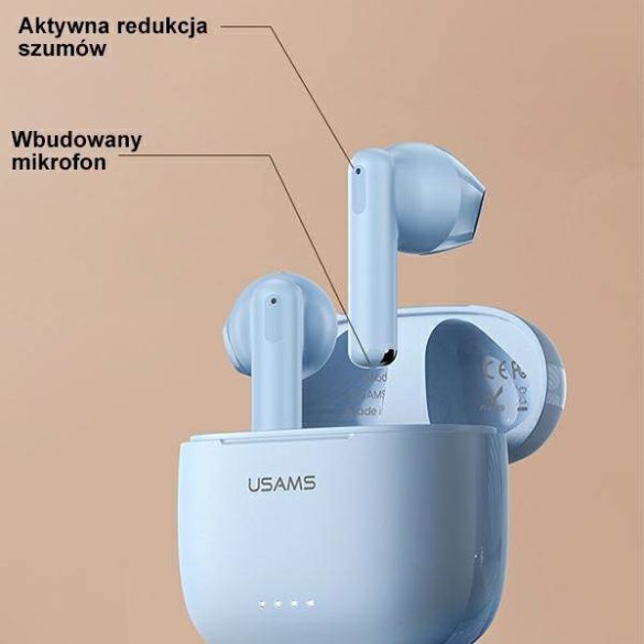 USAMS Bluetooth fülhallgató 5.3 TWS US Series Dual mic vezeték nélküli fehér BHUUS02
