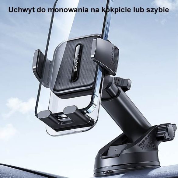 USAMS autós telefontartó szélvédőre/műszerfalra fekete ZJ072ZJ01 (US-ZJ072)