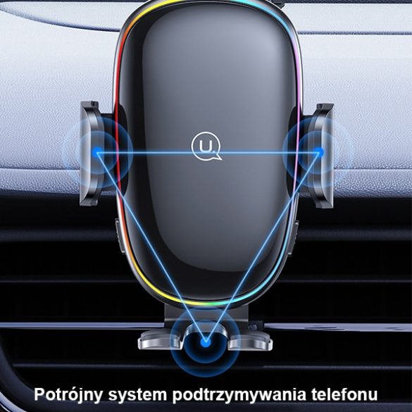 USAMS indukciós töltő/tartó US-CD187 15W szélvédőre rögzíthető fekete CD187ZJ01