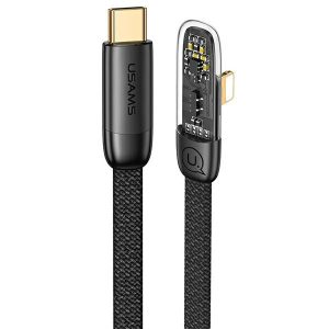 USAMS kábel szögletes USB-C na Lightning PD 20W gyors töltés Iceflake Series 1,2m fekete SJ583USB01 (US-SJ583)