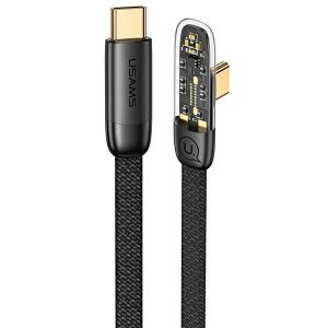 USAMS kábel szögletes USB-C na USB-C PD 100W gyors töltés Iceflake Series 1,2m fekete SJ584USB01 (US-SJ584)