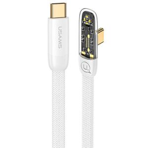 USAMS kábel szögletes USB-C na USB-C PD 100W gyors töltés Iceflake Series 1,2m fehér SJ584USB02 (US-SJ584)