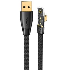 USAMS kábel szögletes USB na USB-C PD 6A 66W gyors töltés Iceflake Series 1,2m fekete SJ585USB01 (US-SJ585)