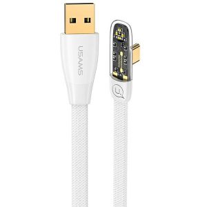 USAMS kábel szögletes USB na USB-C PD 6A 66W gyors töltés Iceflake Series 1,2m fehér SJ585USB02 (US-SJ585)