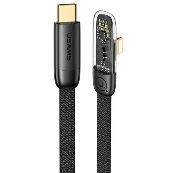 USAMS kábel szögletes USB-C na Lightning PD 20W gyors töltés Iceflake Series 2m fekete SJ586USB01 (US-SJ586)