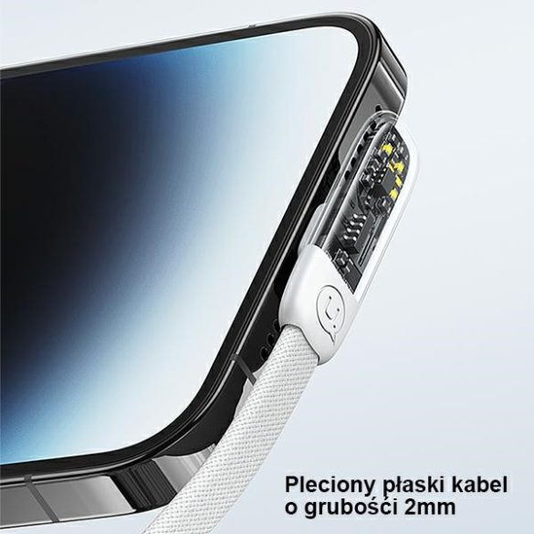 USAMS kábel szögletes USB-C na Lightning PD 20W gyors töltés Iceflake Series 2m fekete SJ586USB01 (US-SJ586)