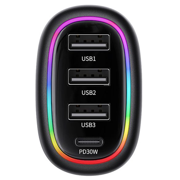 USAMS töltő 1xUSB-C 3xUSB-A C34 48W 3A+C PD gyorstöltés fekete CC170CC01 (US-CC170)