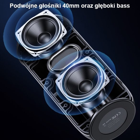 USAMS Hangszóró YC Series Bluetooth 5.0 10W vízálló vezeték nélküli hangszóró nyakpánttal fekete YC011YX01(US-YC011)