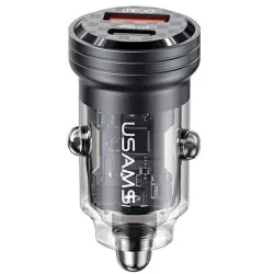   USAMS töltő C35 USB+USB-C 45W-os gyorstöltés fekete CC175CC01 (US-CC175)