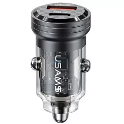   USAMS töltő C35 USB+USB-C 45W-os gyorstöltés fekete CC175CC01 (US-CC175)