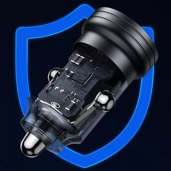 USAMS töltő C35 USB+USB-C 45W-os gyorstöltés fekete CC175CC01 (US-CC175)