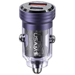   USAMS töltő C35 USB+USB-C 45W-os gyorstöltés lila CC175CC02 (US-CC175)