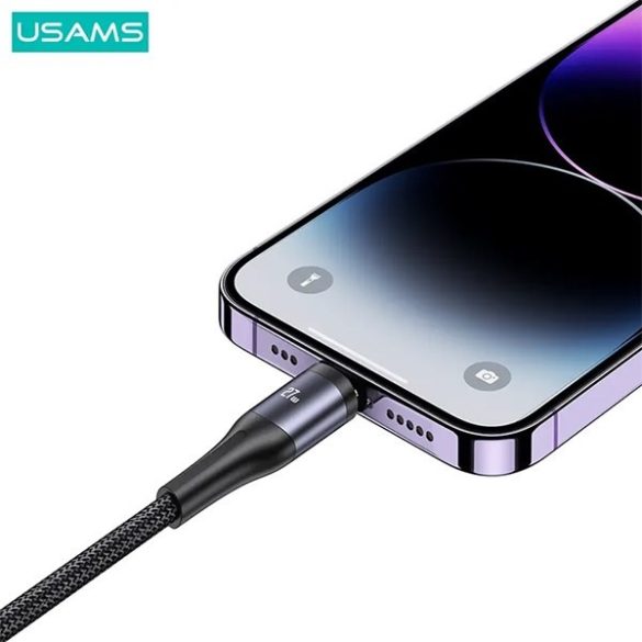 USAMS U83 fonott kábel 3 az 1-ben 100W 1.2m Digitális kijelző PD gyorstöltés (Lightning/microUSB/USB-C)