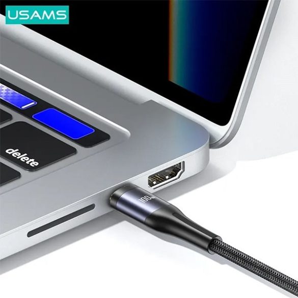 USAMS U83 fonott kábel 3 az 1-ben 100W 1.2m Digitális kijelző PD gyorstöltés (Lightning/microUSB/USB-C)