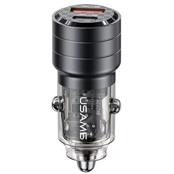 USAMS töltő C36 USB+USB-C 95W gyorstöltés fekete CC176CC01 (US-CC176)