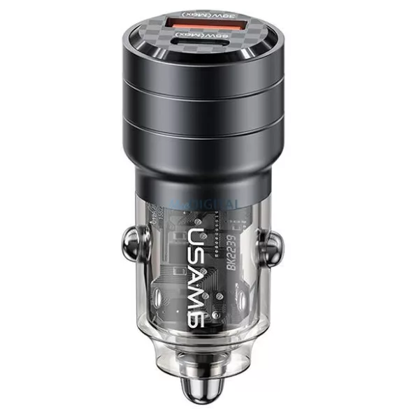 USAMS töltő C36 USB+USB-C 95W gyorstöltés fekete CC176CC01 (US-CC176)