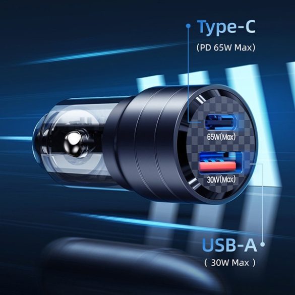 USAMS töltő C36 USB+USB-C 95W gyorstöltés fekete CC176CC01 (US-CC176)