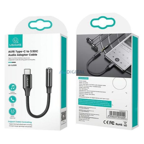 USAMS AU16 adapter USB-C - jack 3,5m fehér SJ599YPTC01 (US-SJ599)