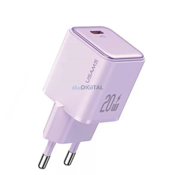 USAMS töltő 1xUSB-C PD20W (csak a fej) PD3.0 gyorstöltés, lila, X-ron Series, CC183TC0