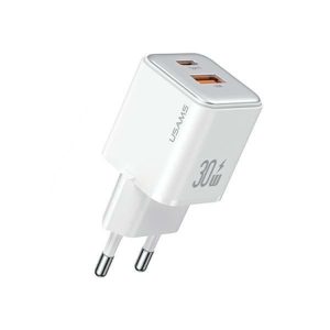 USAMS  1xUSB+1xUSB-C PD30W 3A (csak fej) PD3.0 gyorstöltő fehér X-ron Series CC189TC02 (US-CC189)