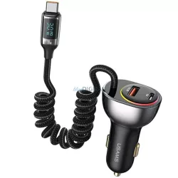   USAMS Ład. sam. C37 1xUSB+1xUSB-C 60W + kabel USB-C 30W PD+QC szybkie ładowanie czarny CC192CC01 (US-CC192)