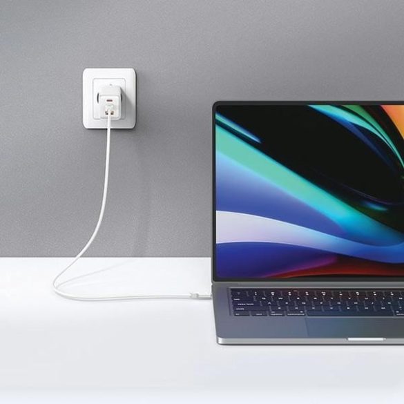 USAMS  2xUSB-C+1xUSB 65W (csak fej) GaN PD3.0 +QC3.0 gyors töltés fekete Sandru Series CC180TC01 (US-CC180)