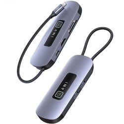   USAMS adapter HUB 6in1 2xUSB 3.0/TF/SD/USB-C/HDMI PD100W szürke/zománc SJ642HUB01 (US-SJ642)