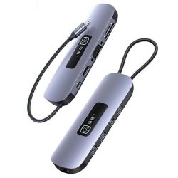   USAMS adapter HUB 10in1 3xUSB 3.0/TF/SD/USB-C/HDMI/RJ45/VGA PD100W szürke/zománc SJ644HUB01 (US-SJ644)