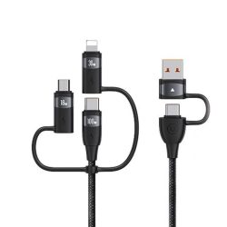  USAMS U85 USB-A/Type-C - Type-C/Lightning/microUSB kábel 1.2m 100W PD - fekete