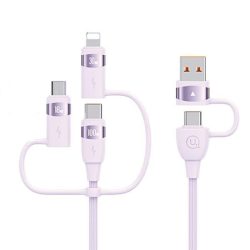   USAMS U85 2xUSB-C/USB/Micro-USB/ Lightning 6in1 kábel 1.2m 100W PD gyorstöltés lila SJ645USB02 (US-SJ645)
