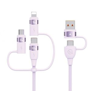 USAMS U85 2xUSB-C/USB/Micro-USB/ Lightning 6in1 kábel 1.2m 100W PD gyorstöltés lila SJ645USB02 (US-SJ645)